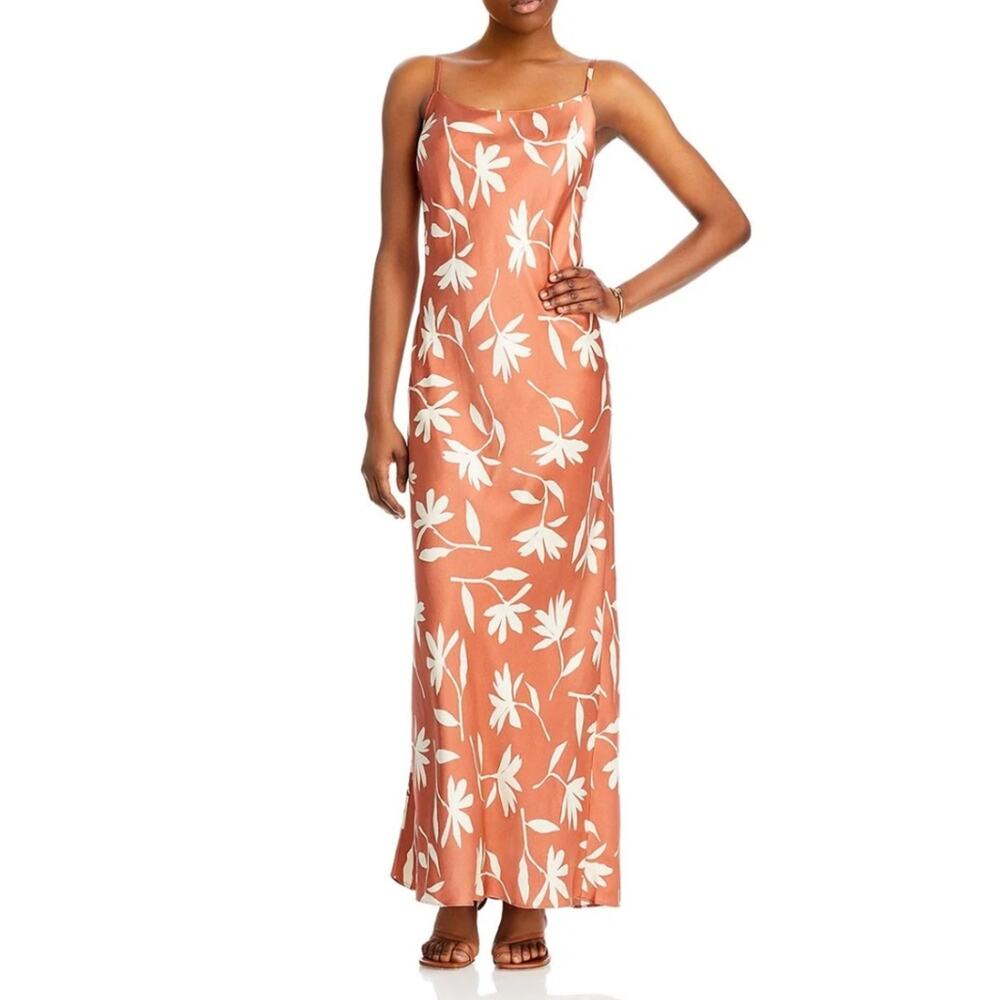 NWT SOLD OUT Anine Bing Sold Out Chloe Silk Slip Dress Brown Floral Print Sz S